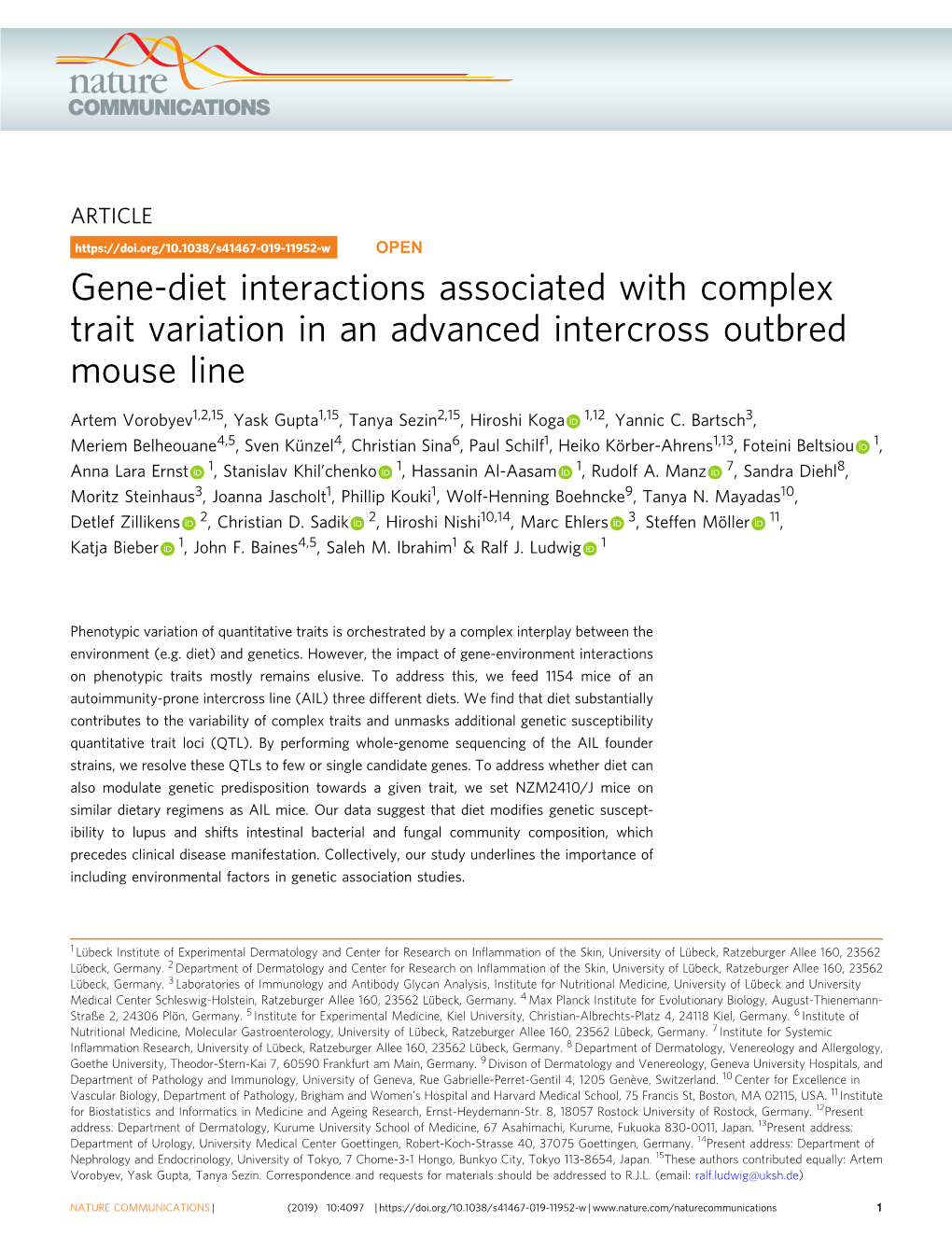 Gene-Diet Interactions Associated with Complex Trait Variation in an Advanced Intercross Outbred Mouse Line