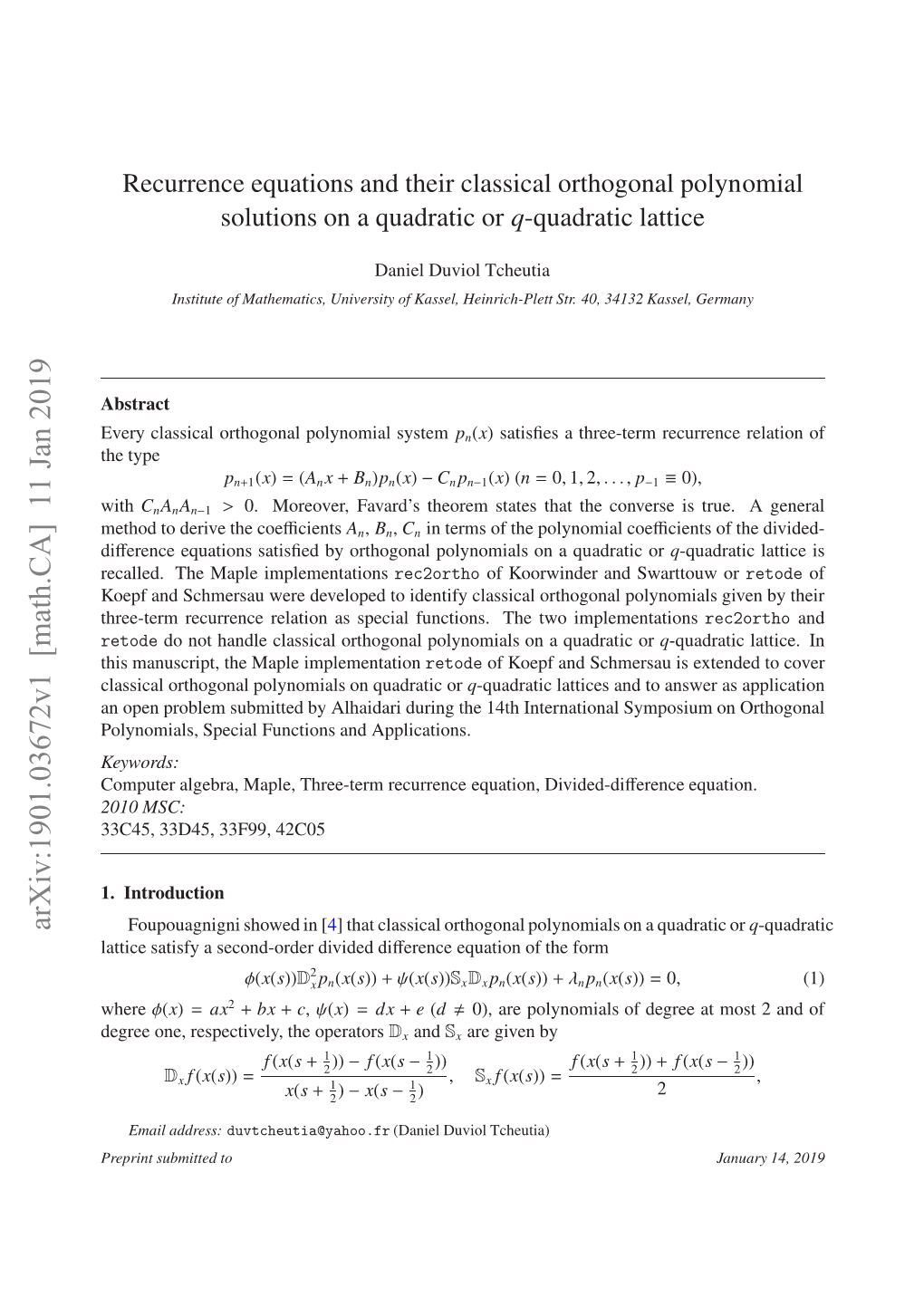 A Finite Sequences of Hahn-Type Discrete Orthogonal Polynomials