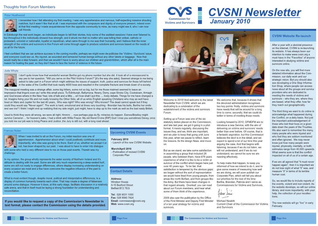 CVSNI Newsletter I Remember How I Felt Attending My First Meeting