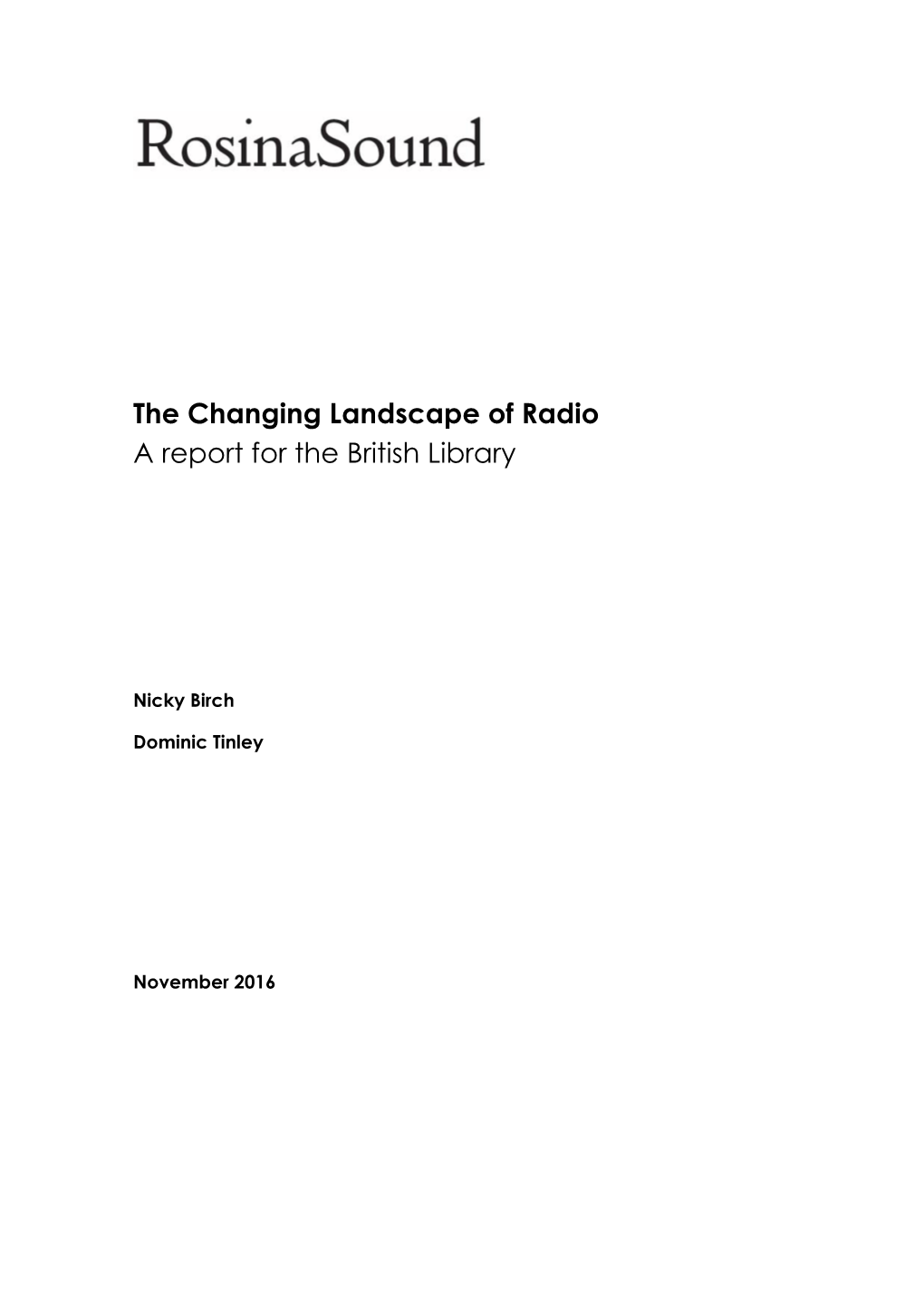 Changing Landscape of Radio November 2016