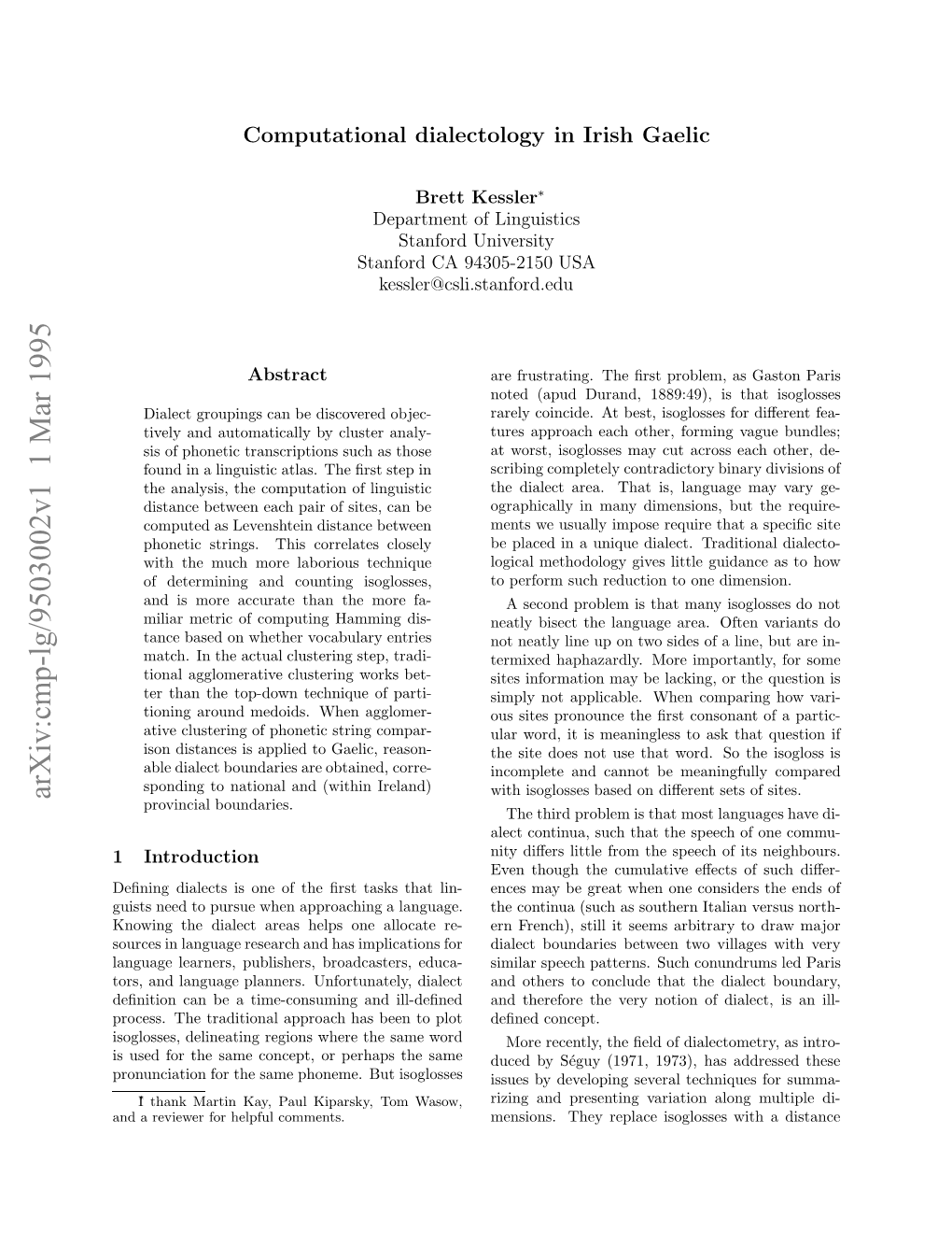 Computational Dialectology in Irish Gaelic