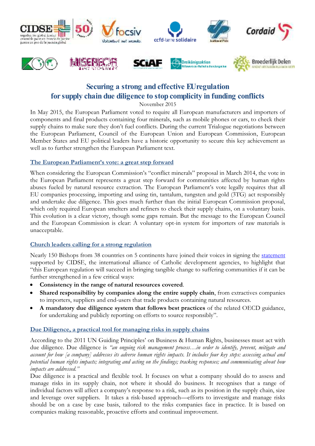 EN-CIDSE Briefing EU Conflict Minerals Nov 2015