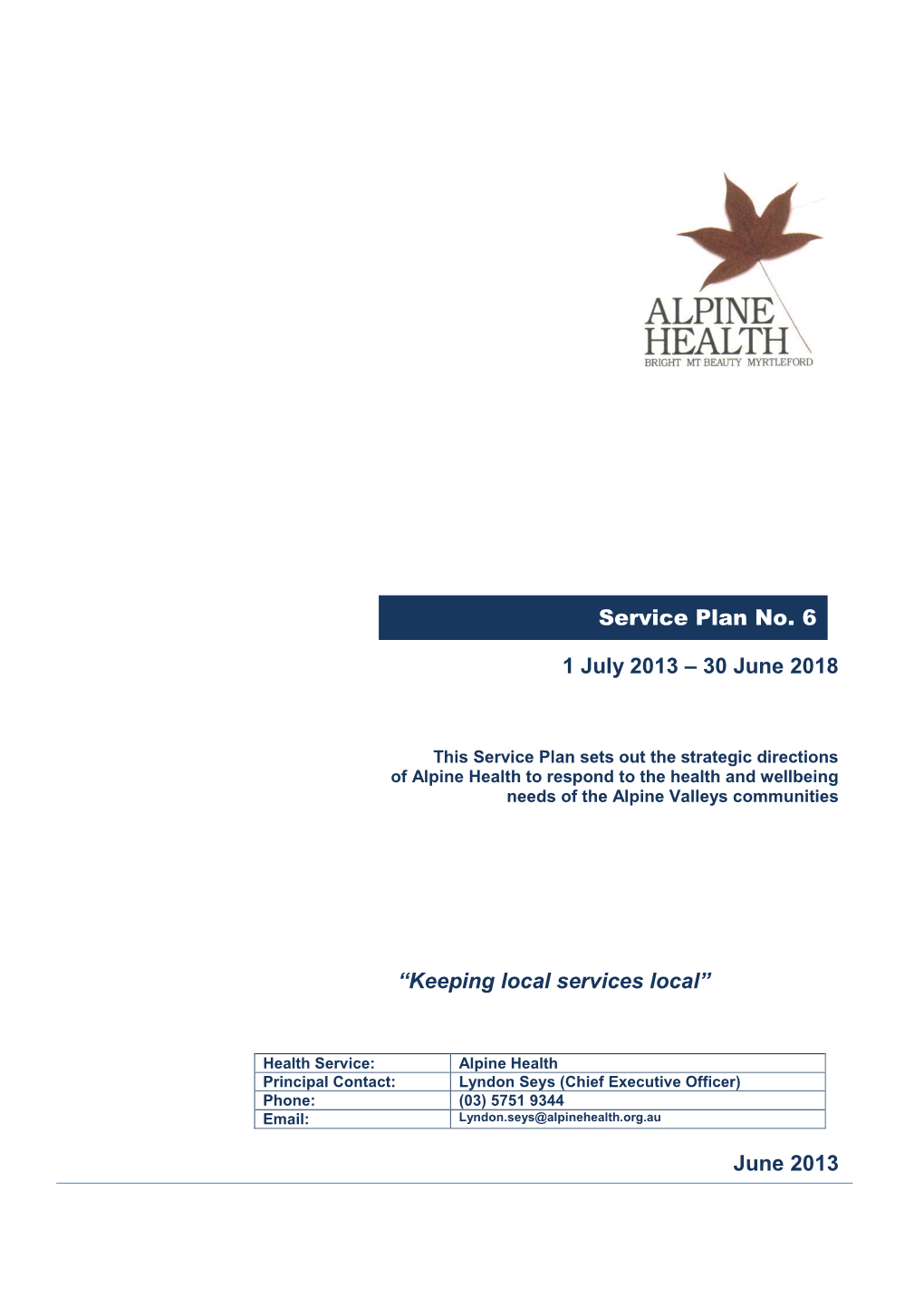 Service Plan 2013