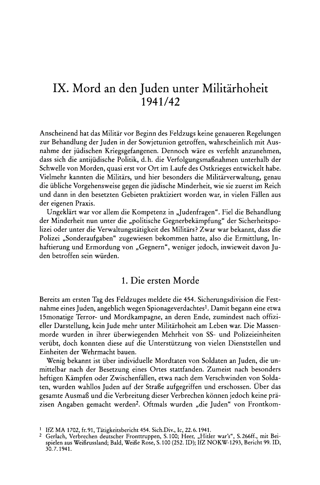 IX. Mord an Den Juden Unter Militärhoheit 1941/42