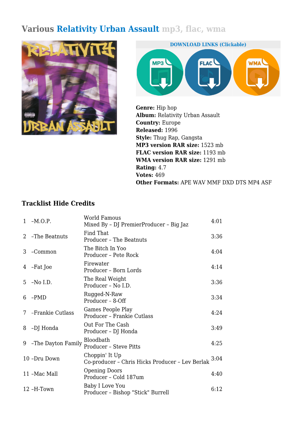 Various Relativity Urban Assault Mp3, Flac, Wma