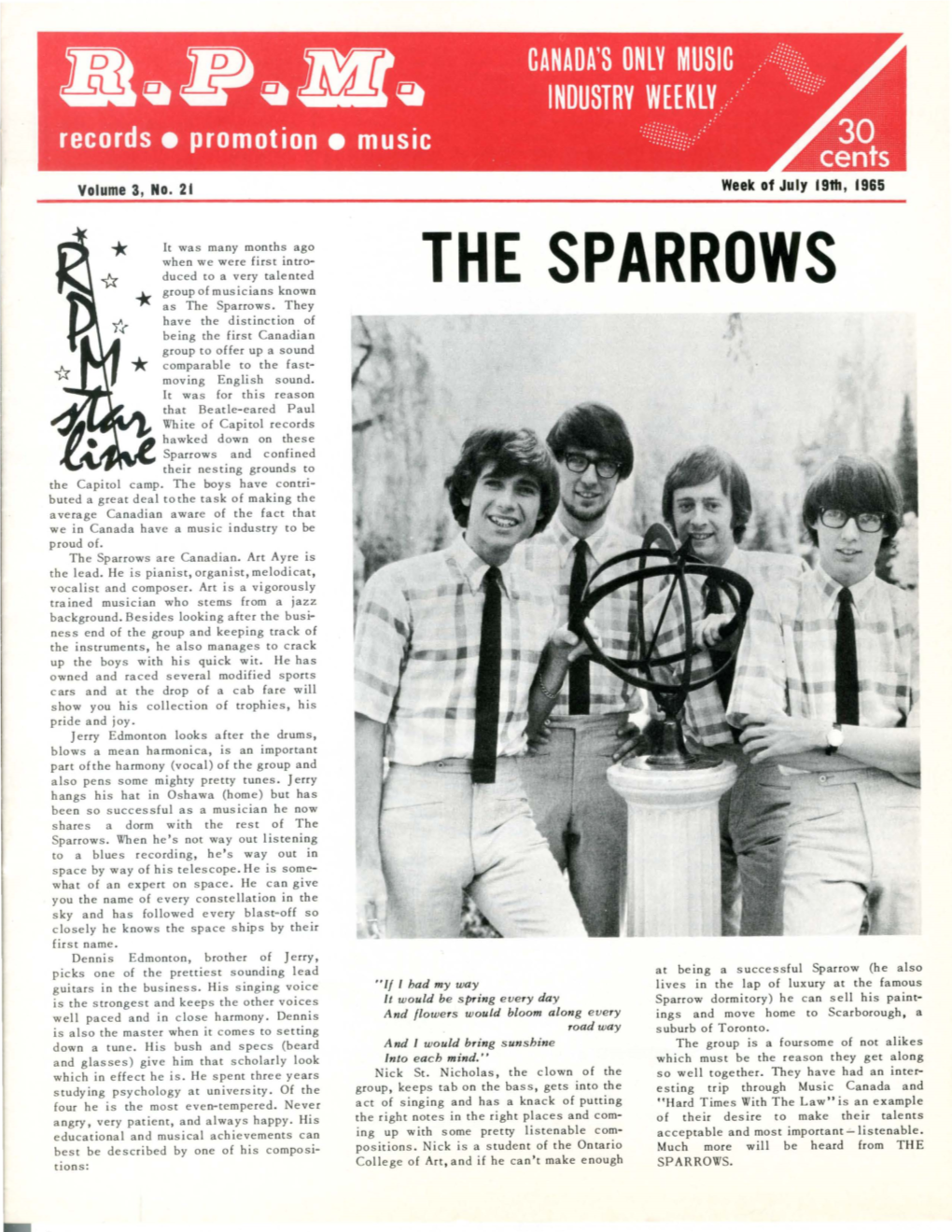 THE SPARROWS Group of Musicians Known As the Sparrows
