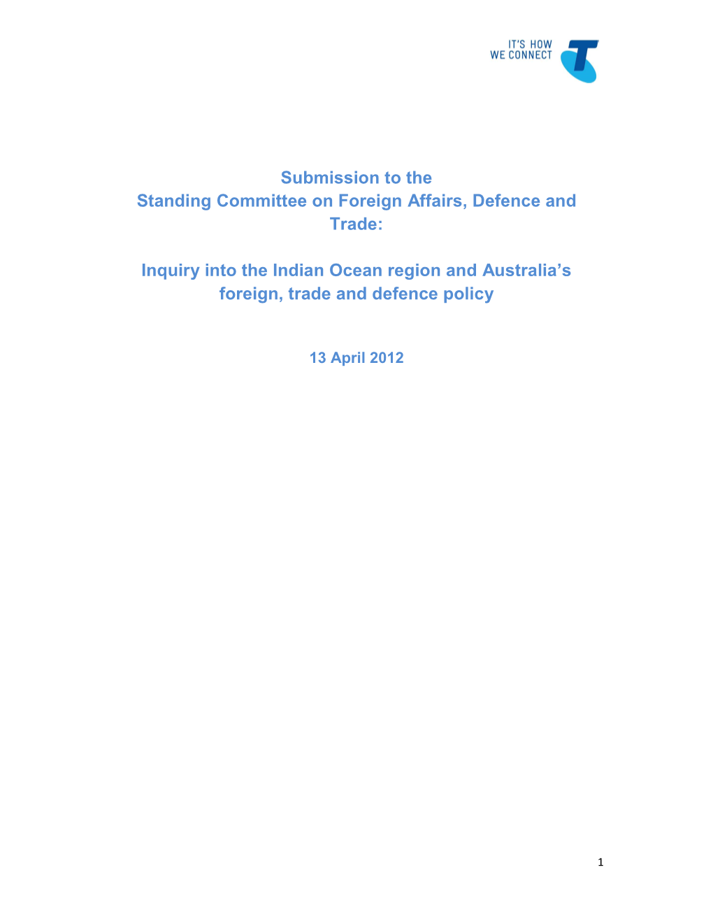 Submission to the Standing Committee on Foreign Affairs, Defence and Trade