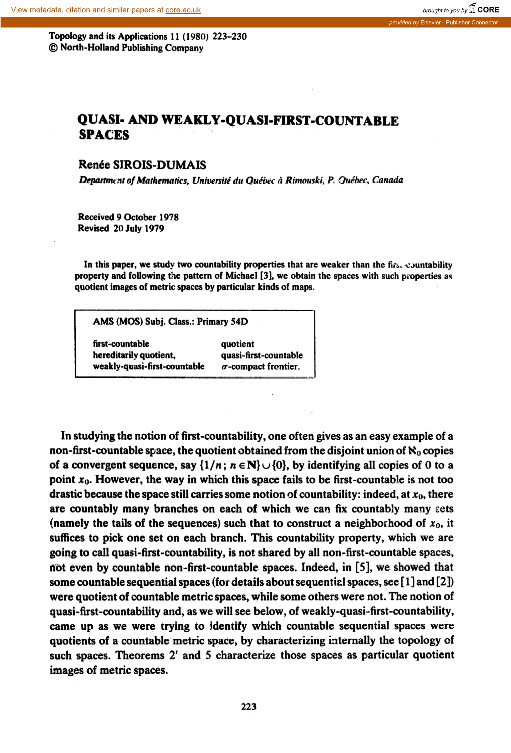 Quasi- and Weakly-Quasi-First-Countable Spaces