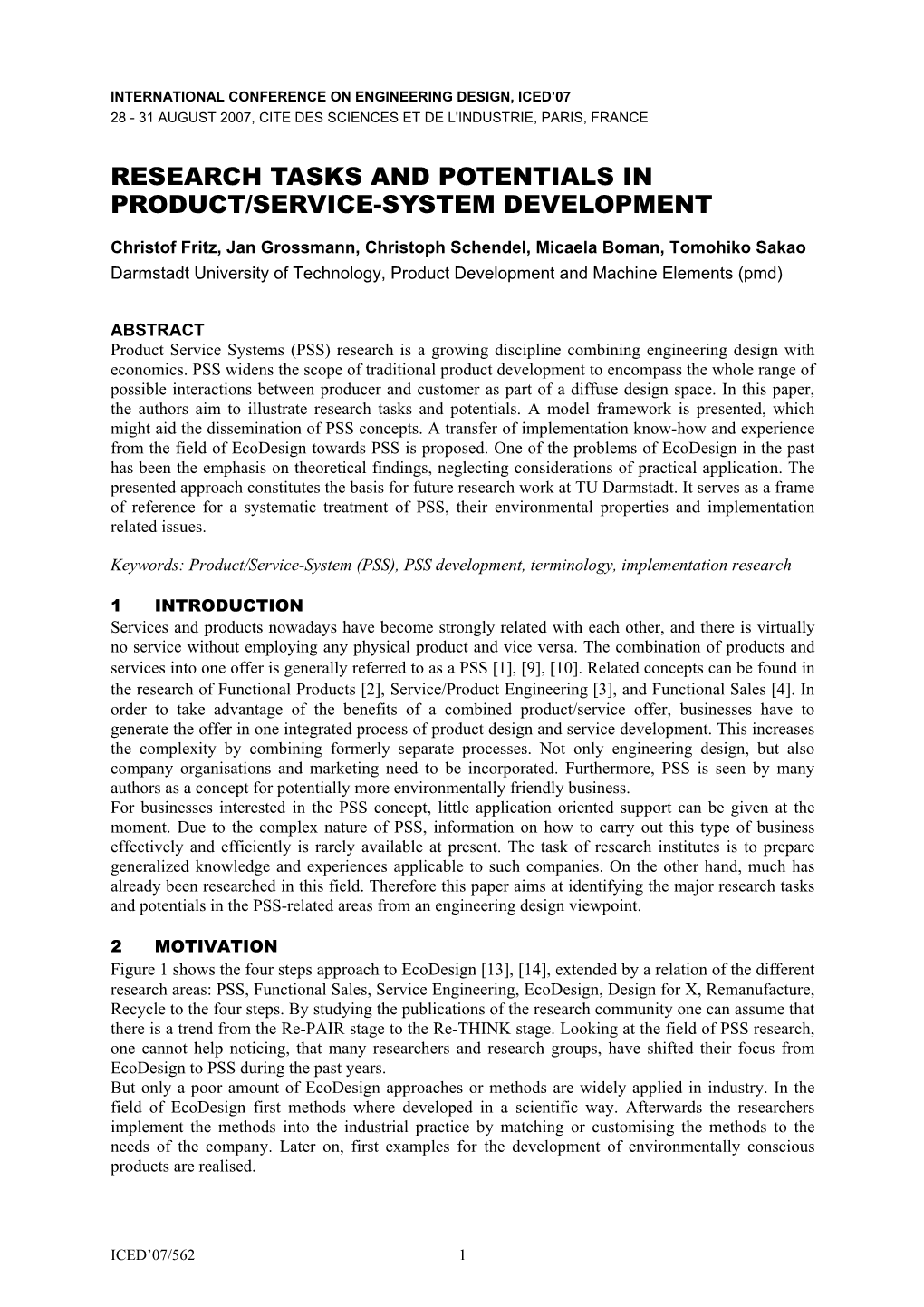 Research Tasks and Potentials in Product/Service-System Development