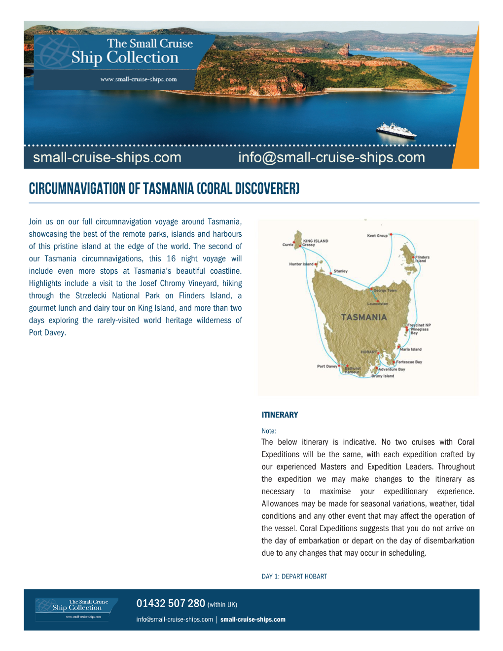 Circumnavigation of Tasmania (Coral Discoverer)