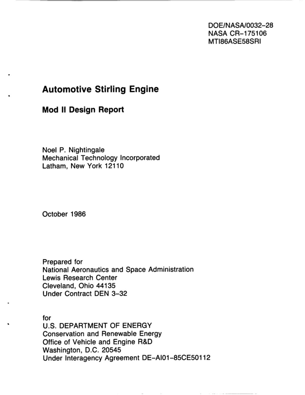 Automotive Stirling Engine Mod II Design Report