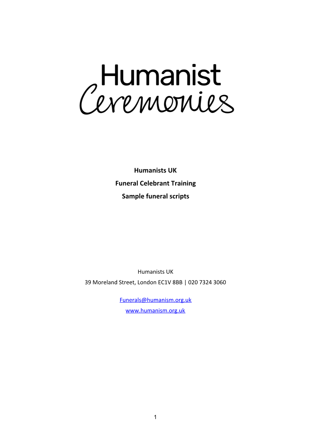 Humanists UK Funeral Celebrant Training Sample Funeral Scripts