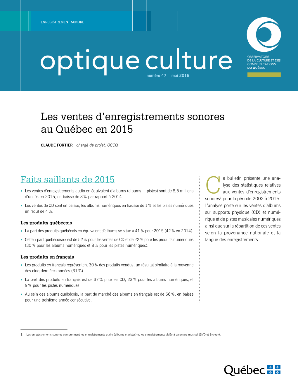 Optique Culture – Numéro 47, Mai 2016