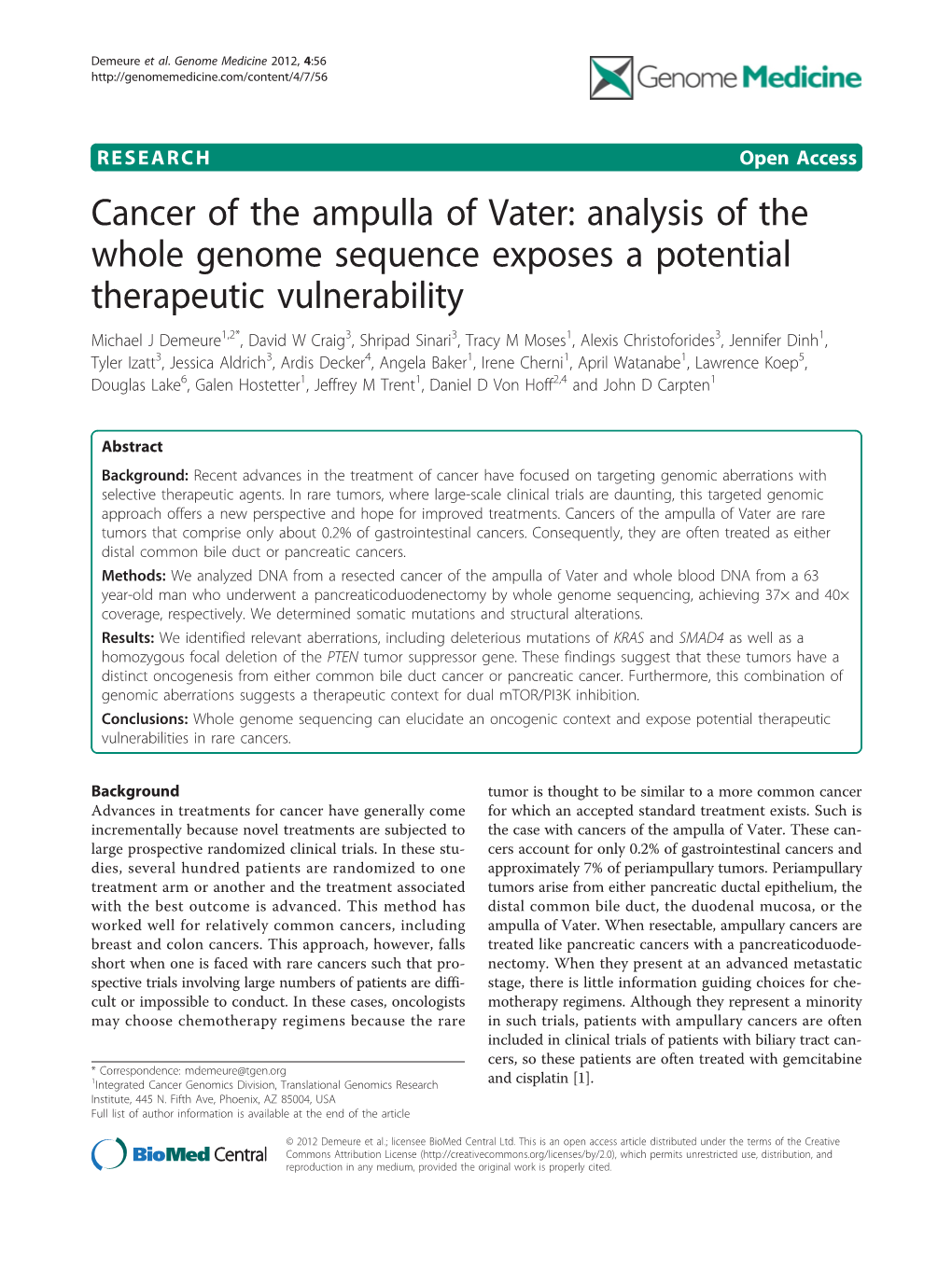 Analysis of the Whole Genome Sequence