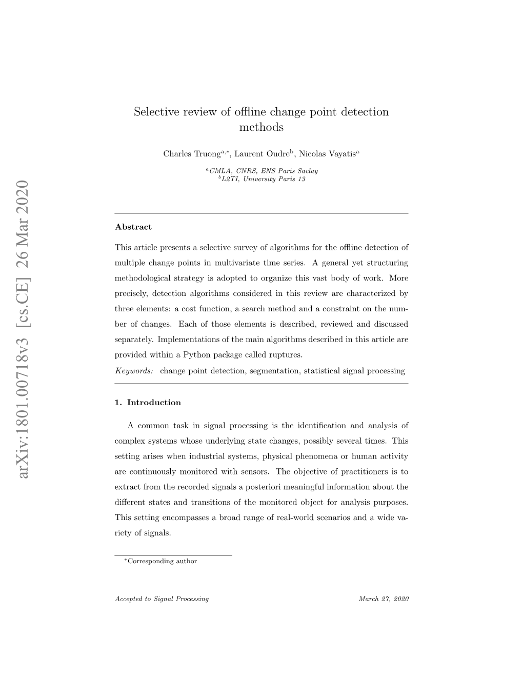 Selective Review of Offline Change Point Detection Methods