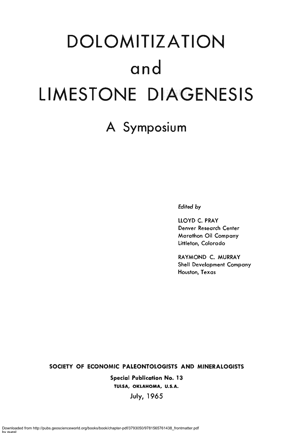 Dolomitization Limestone Diagenesis