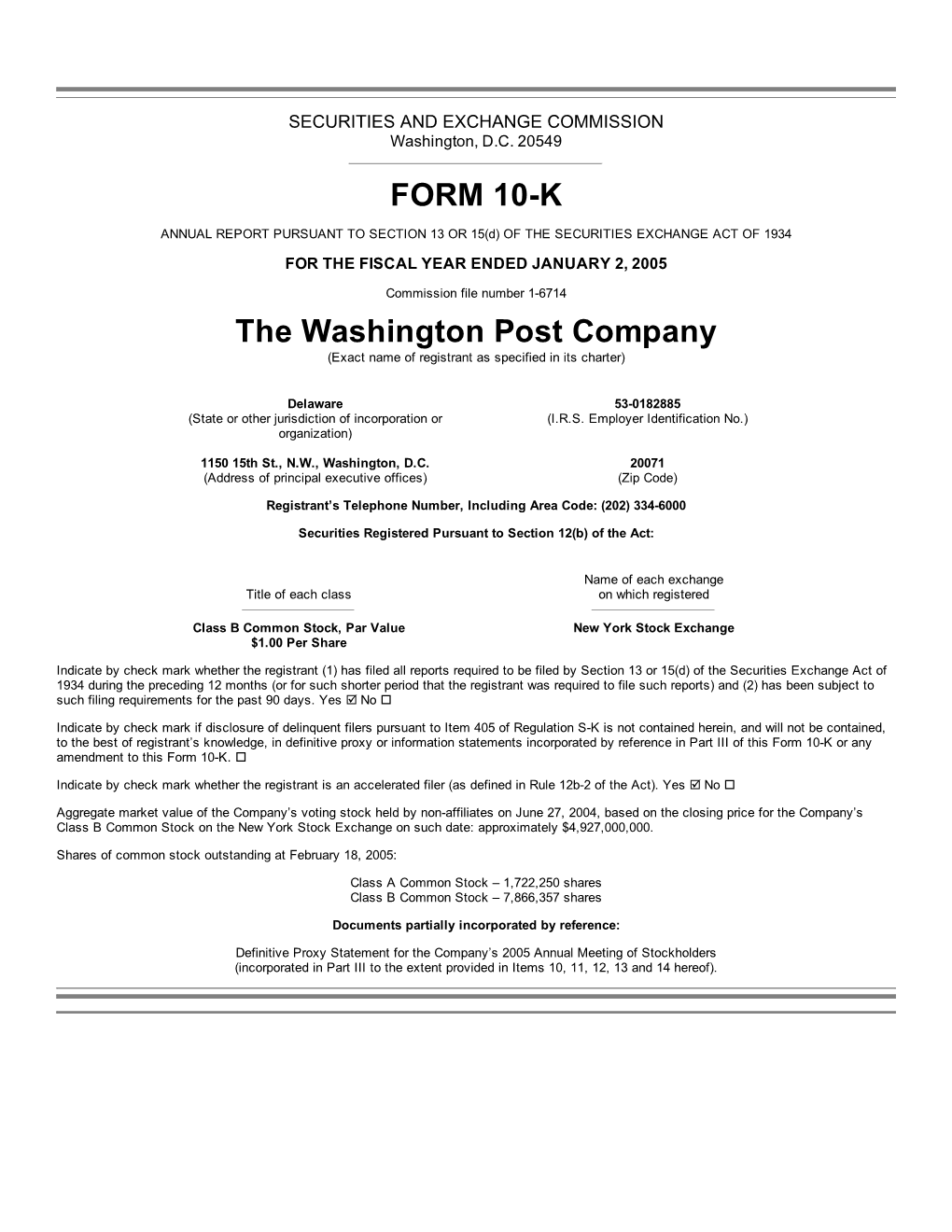 FORM 10-K the Washington Post Company