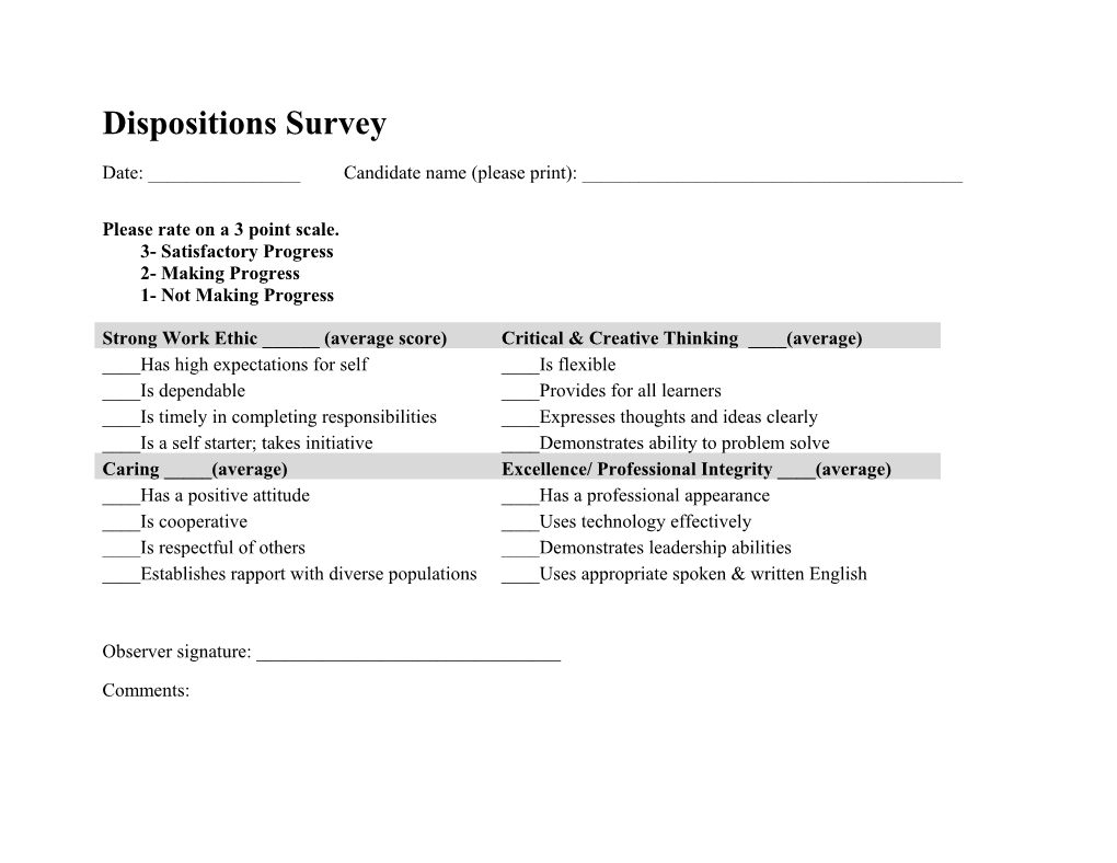 Dispositions Survey