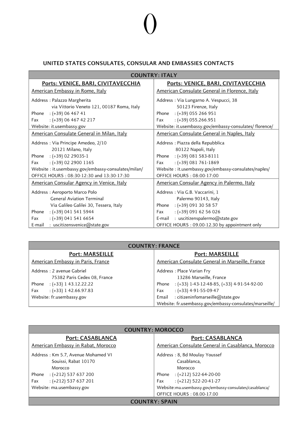 United States Consulates, Consular And