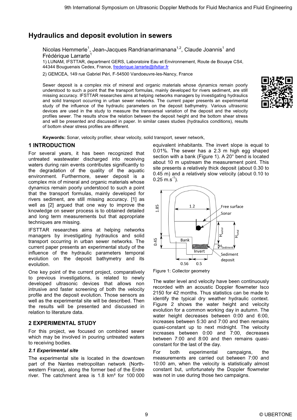 Hydraulics and Deposit Evolution in Sewers