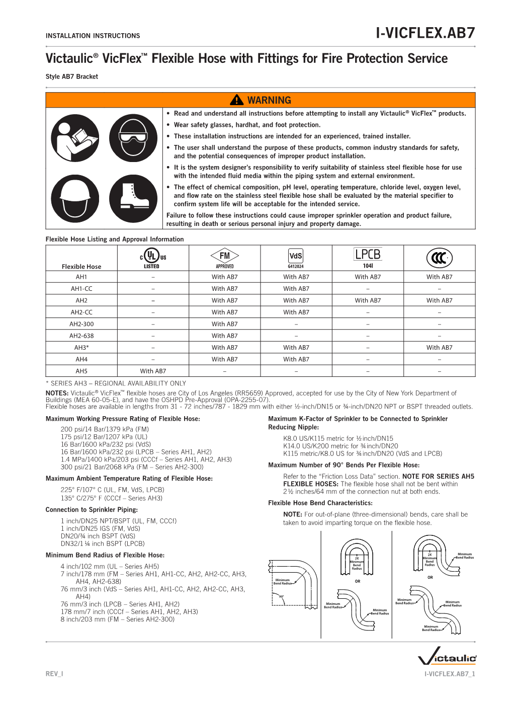 I-VICFLEX-AB7 Style AB7 Bracket Installation Instructions | Victaulic