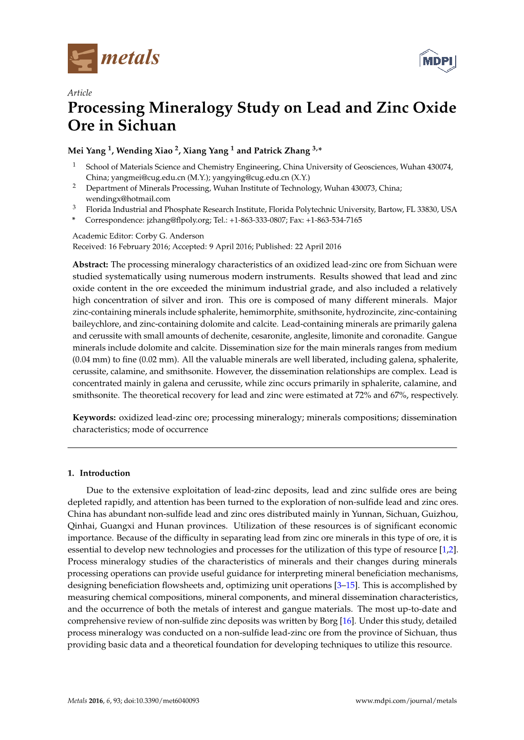 Processing Mineralogy Study on Lead and Zinc Oxide Ore in Sichuan