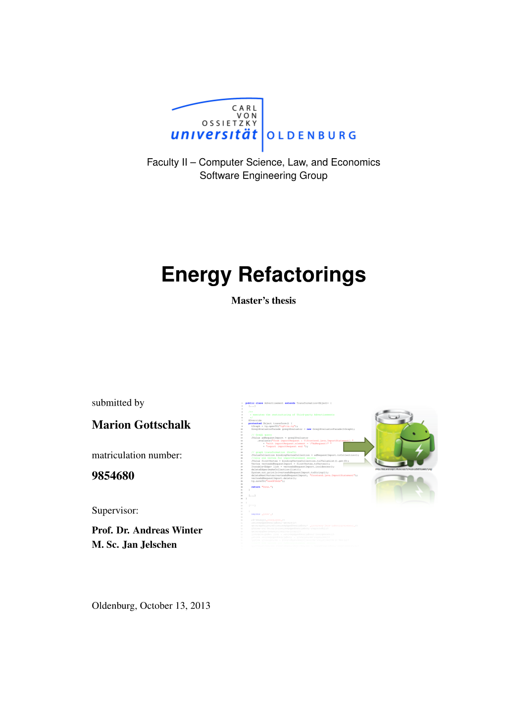 Energy Refactorings Master’S Thesis