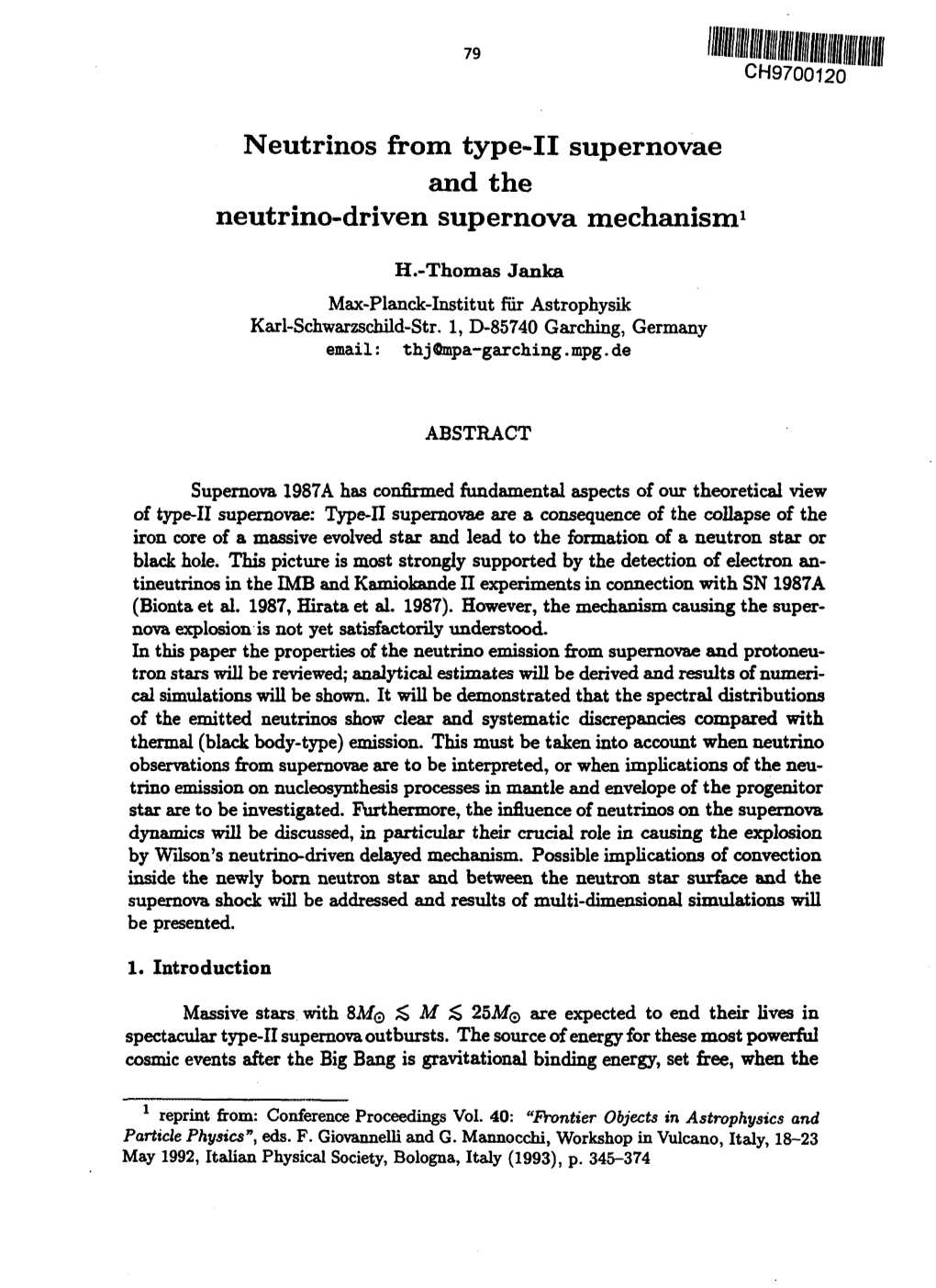 Neutrinos from Type-II Supernovae and the Neutrino-Driven Supernova Mechanism1