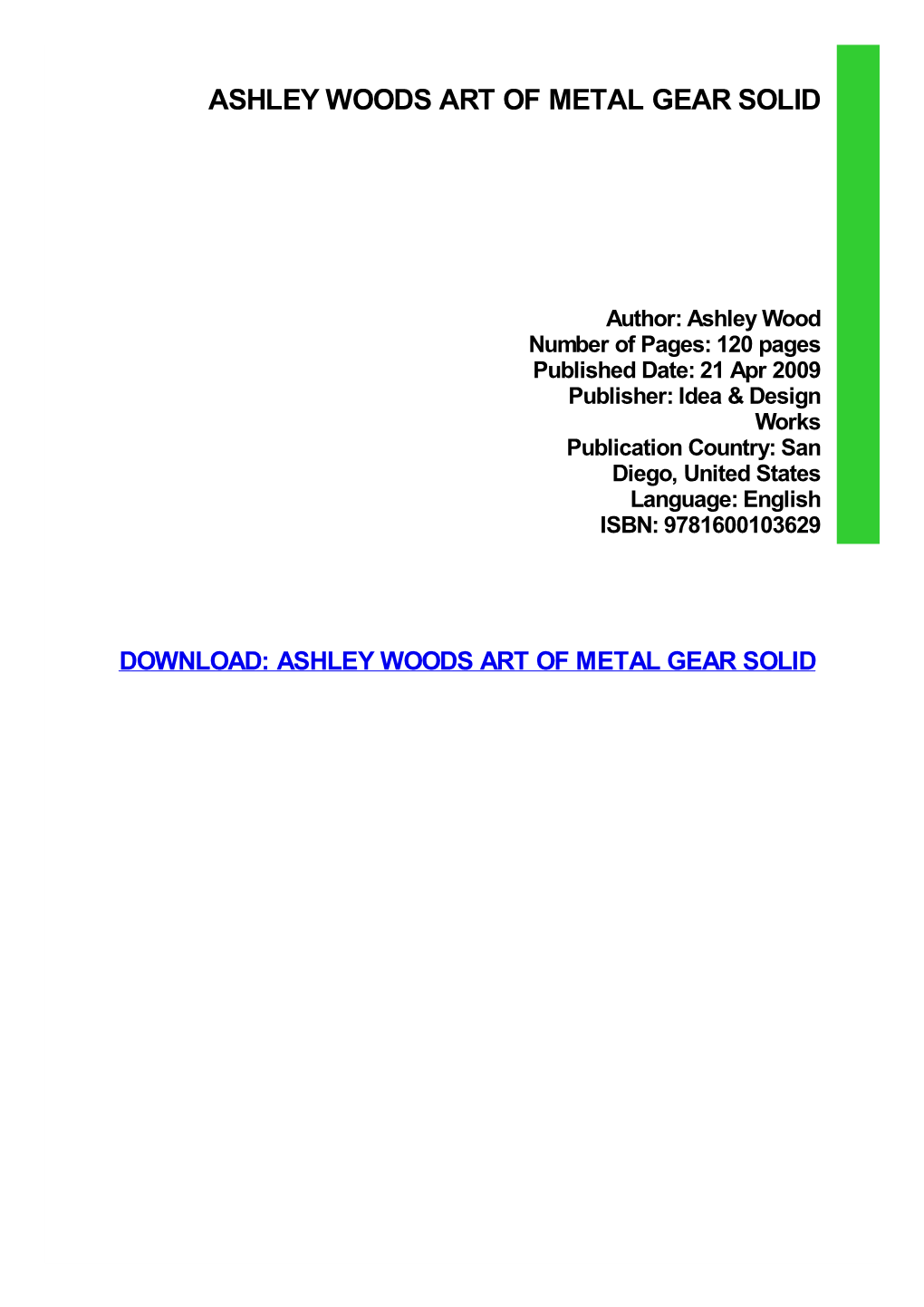 {PDF} Ashley Woods Art of Metal Gear Solid