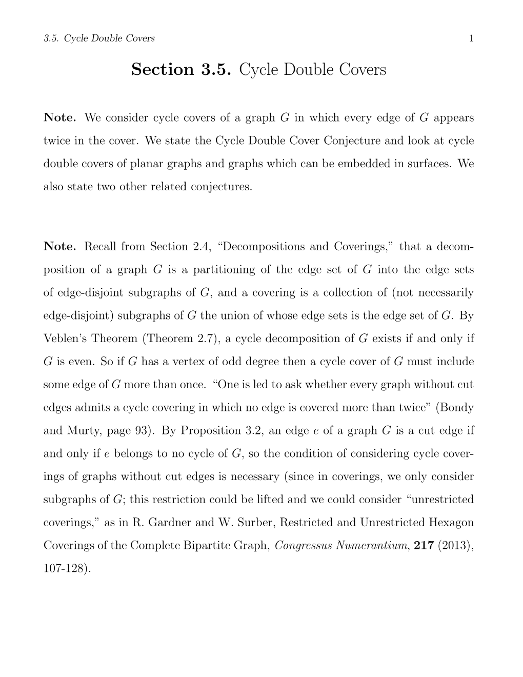 Section 3.5. Cycle Double Covers