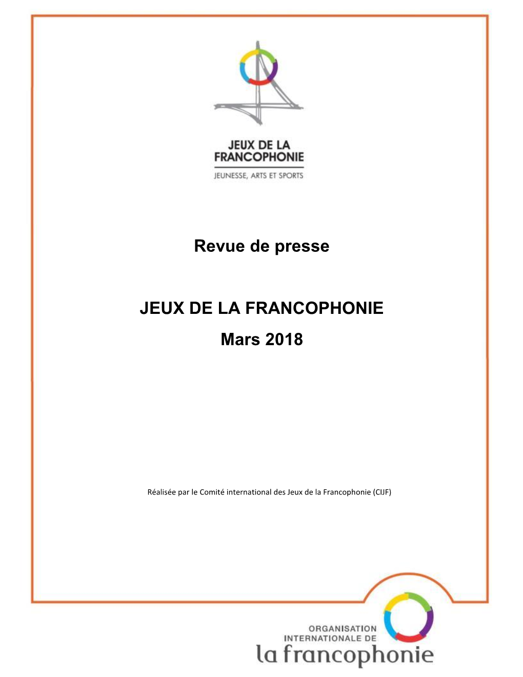 Revue De Presse JEUX DE LA FRANCOPHONIE Mars 2018