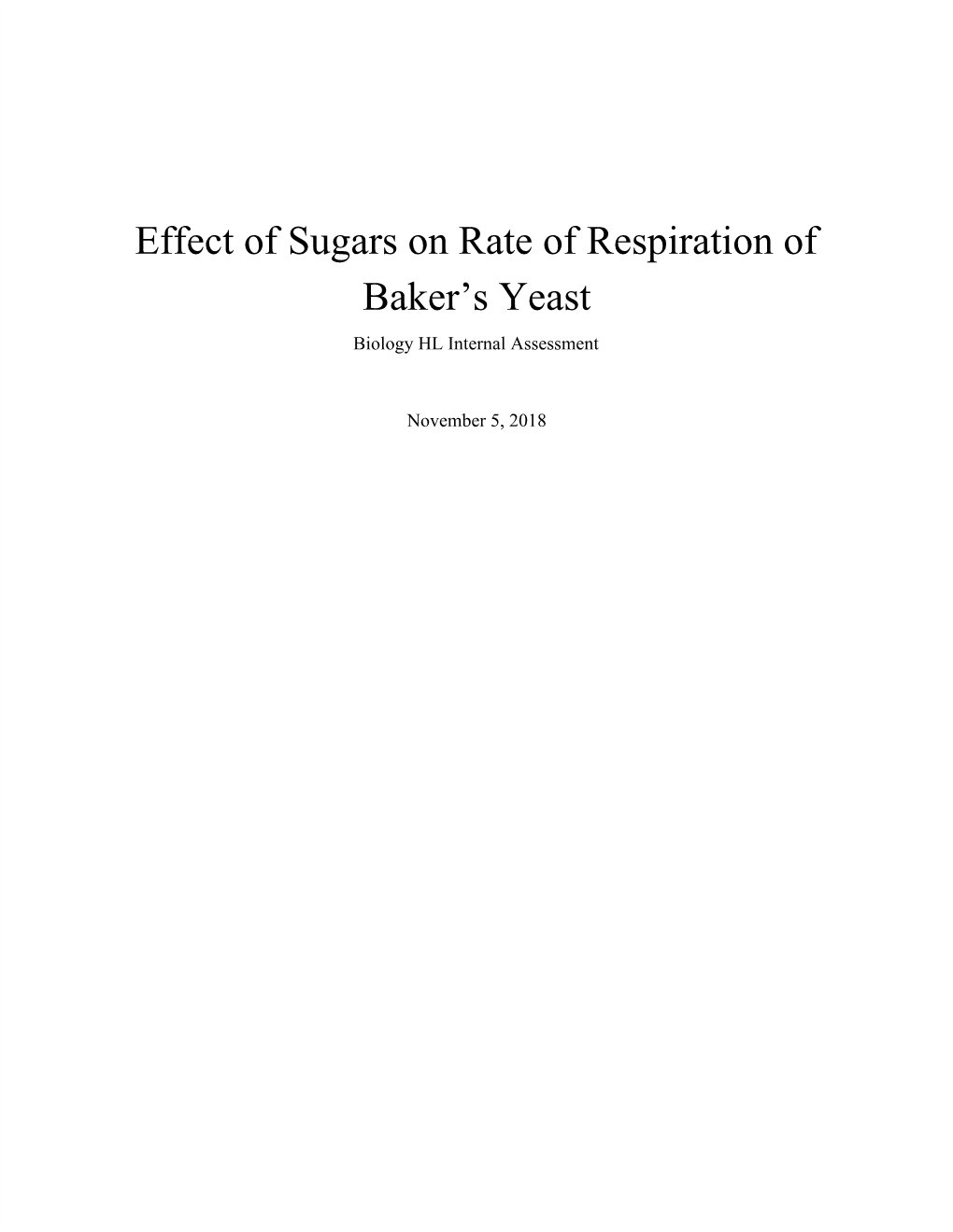 Effect of Sugars on Rate of Respiration of Baker's Yeast