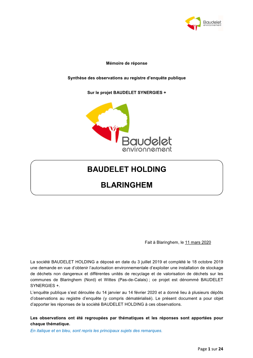 Memoire En Reponse Baudelet