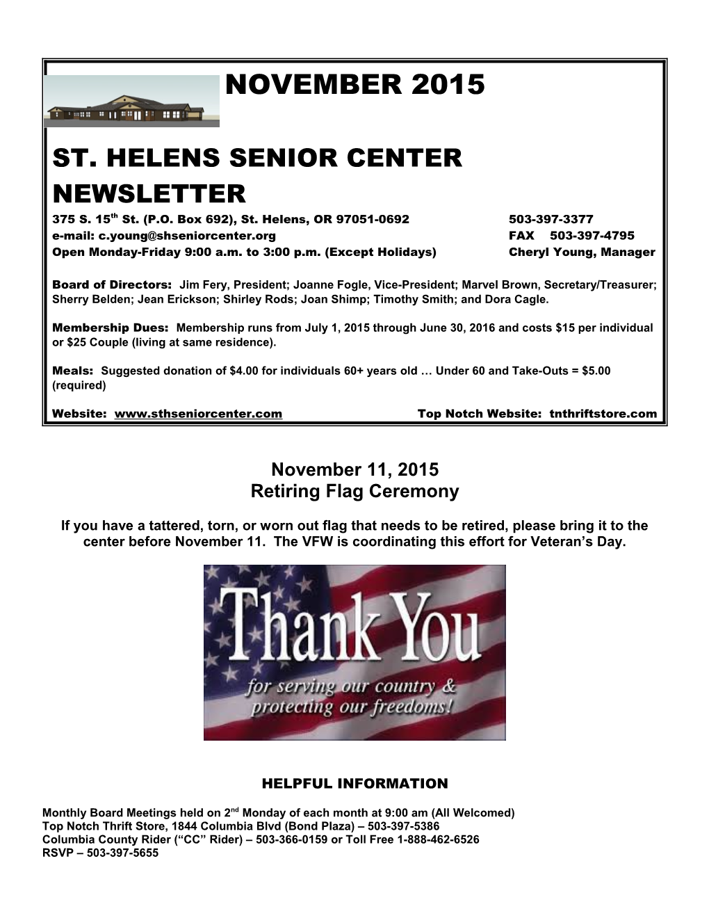 St. Helens Senior Center Newsletter May 2014 Page