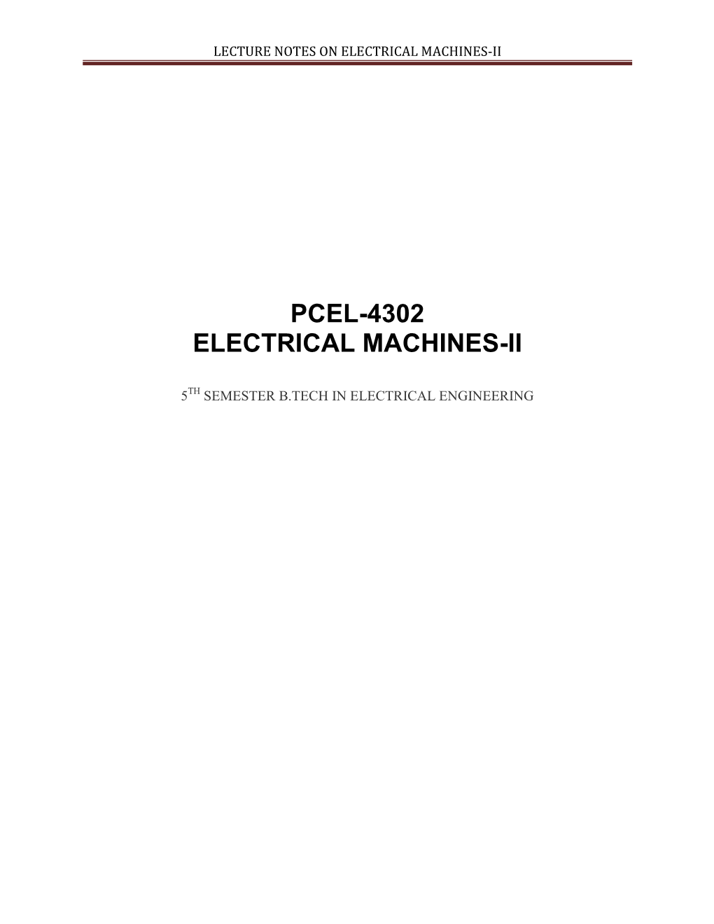 Lecture Notes on Electrical Machines-Ii