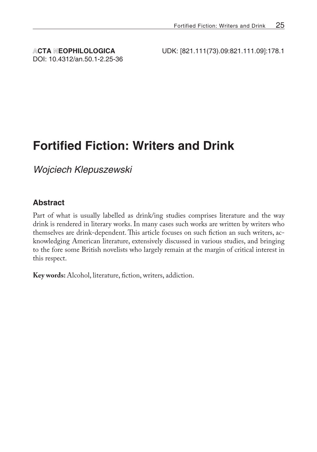 Fortified Fiction: Writers and Drink 25