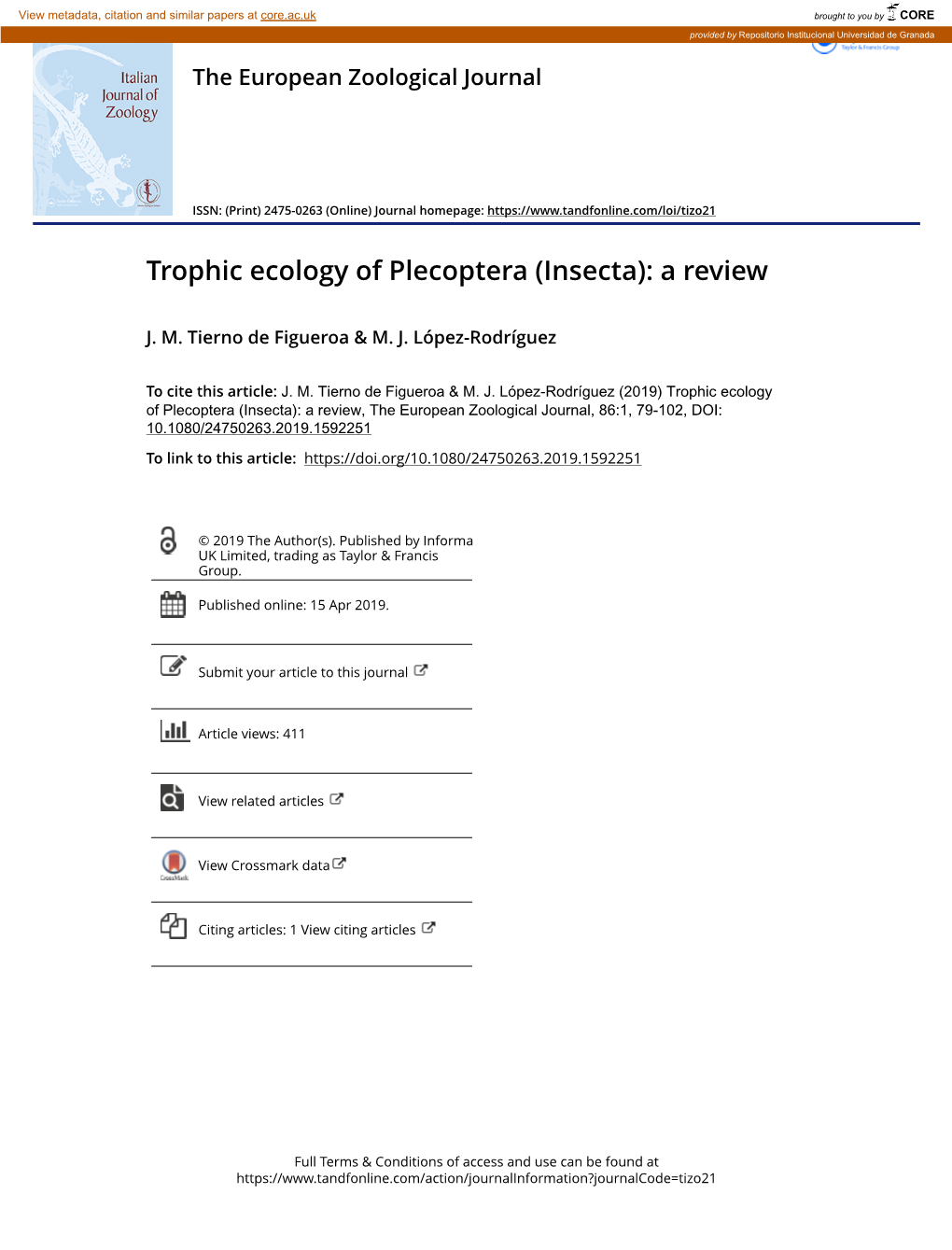 Trophic Ecology of Plecoptera (Insecta): a Review