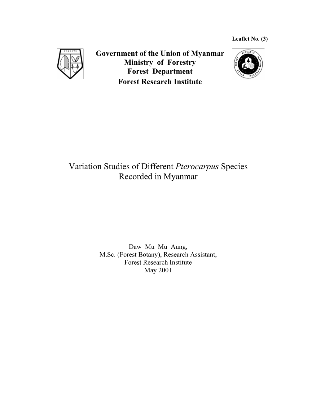 Variation Studies of Different Pterocarpus Species Recorded in Myanmar