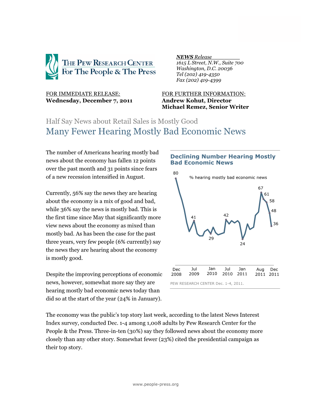 Many Fewer Hearing Mostly Bad Economic News