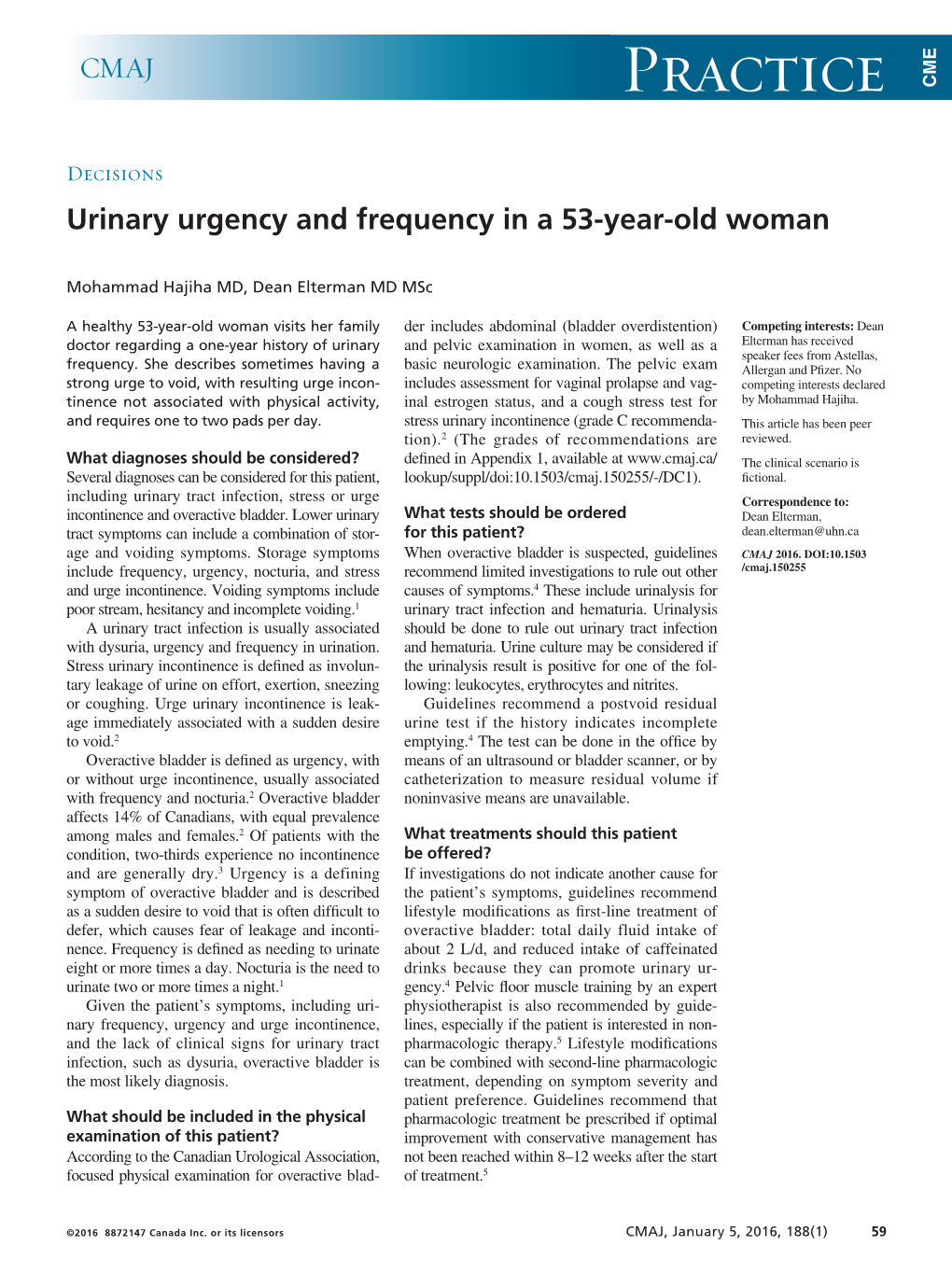 Urinary Urgency and Frequency in a 53-Year-Old Woman