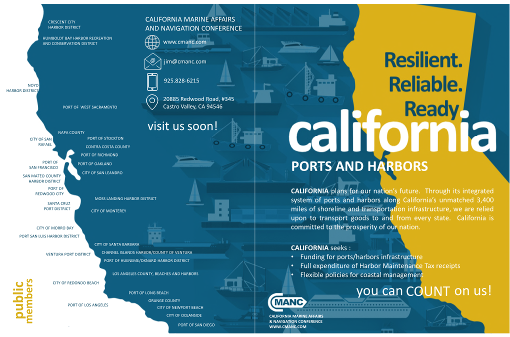 PORTS and HARBORS SAN MATEO COUNTY HARBOR DISTRICT PORT of REDWOOD CITY CALIFORNIA Plans for Our Nation’S Future