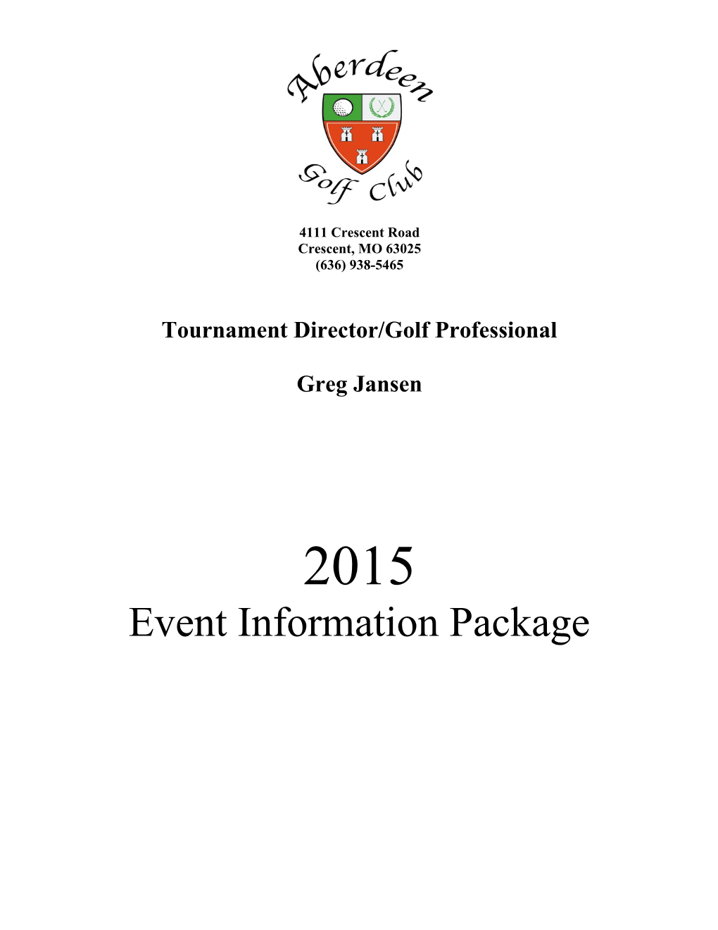Tournament Director/Golf Professional