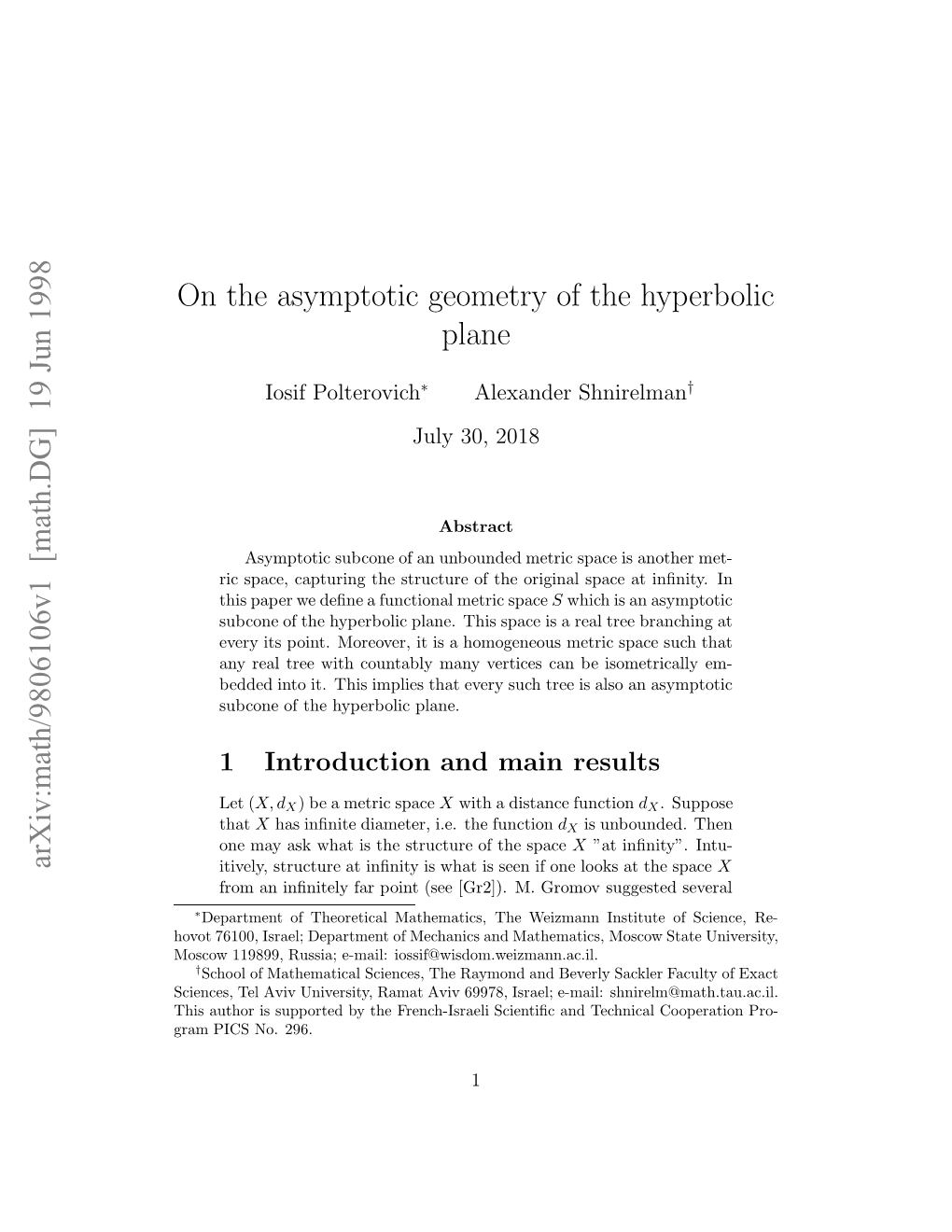 On the Asymptotic Geometry of the Hyperbolic Plane