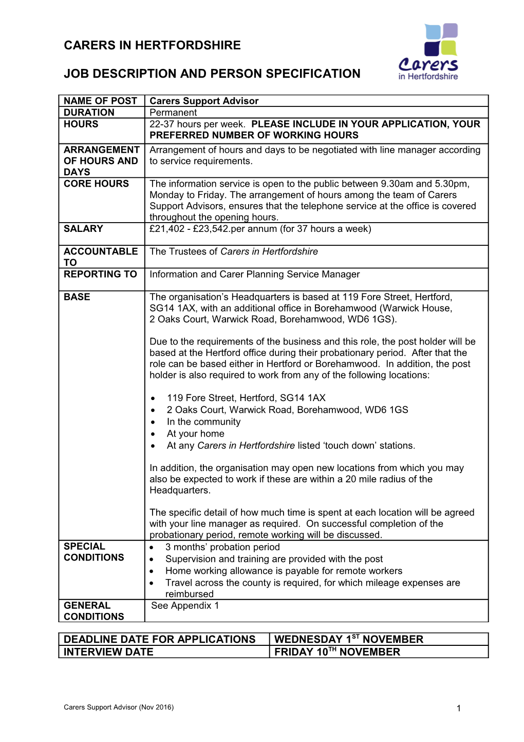 Carers Services Administrator