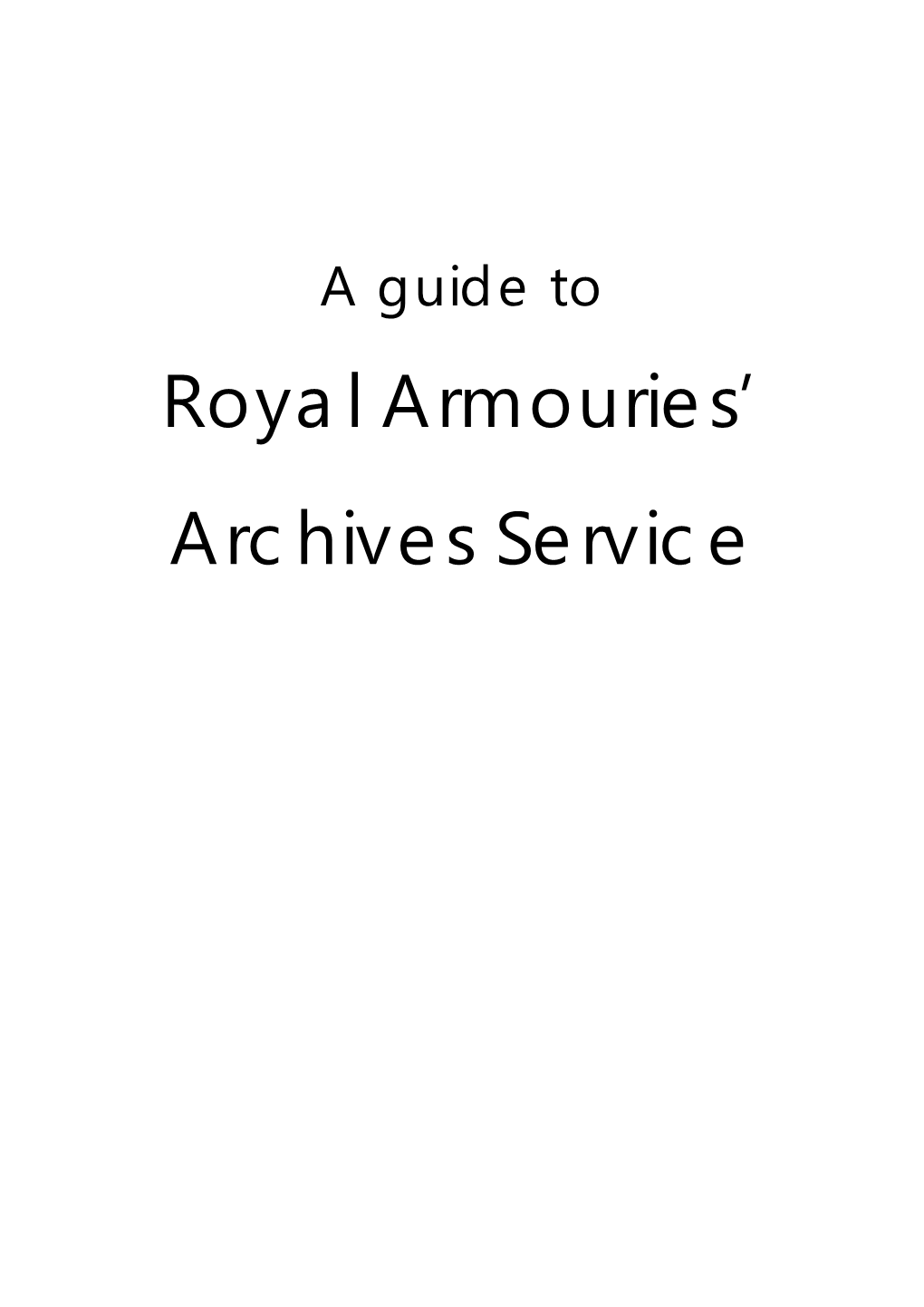 Royal Armouries' Archives Service