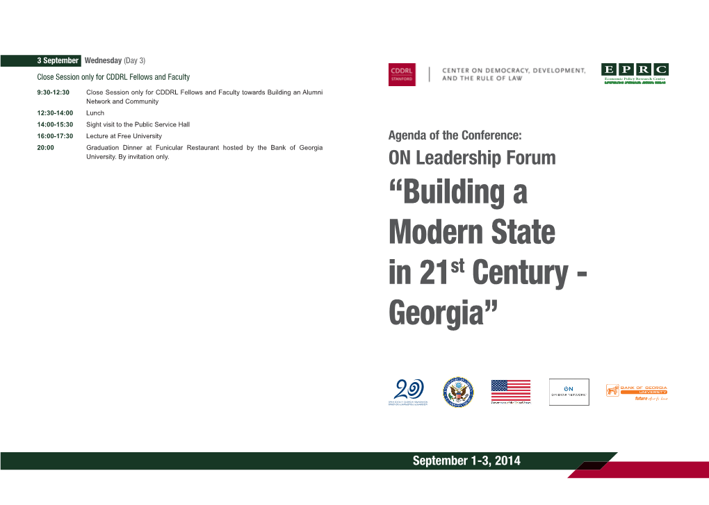 “Building a Modern State in 21St Century - Georgia”