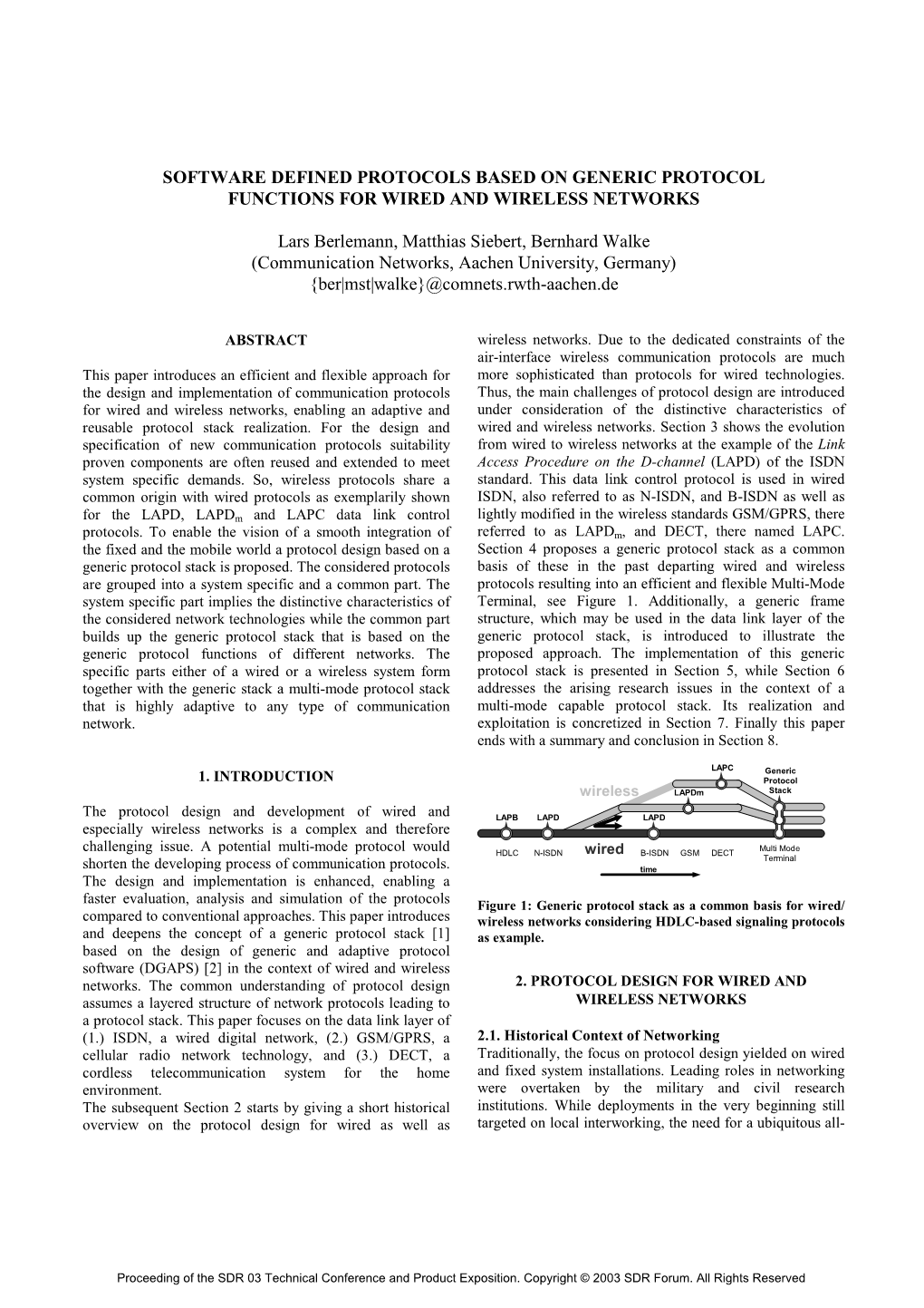 Software Defined Protocols Based on Generic Protocol Functions for Wired and Wireless Networks