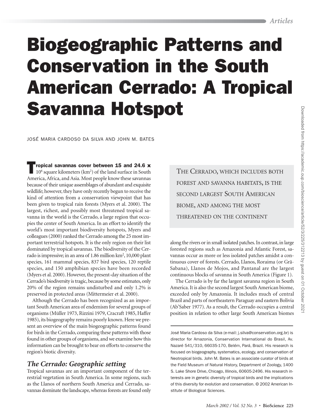 A Tropical Savanna Hotspot Downloaded from by Guest on 01 October 2021