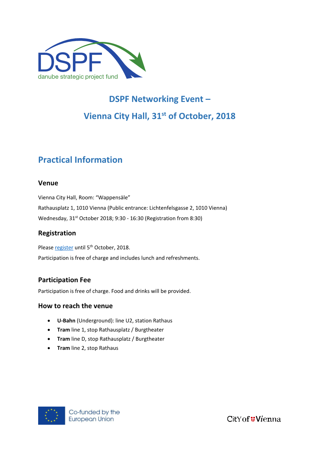 DSPF Networking Event – Vienna City Hall, 31St of October, 2018