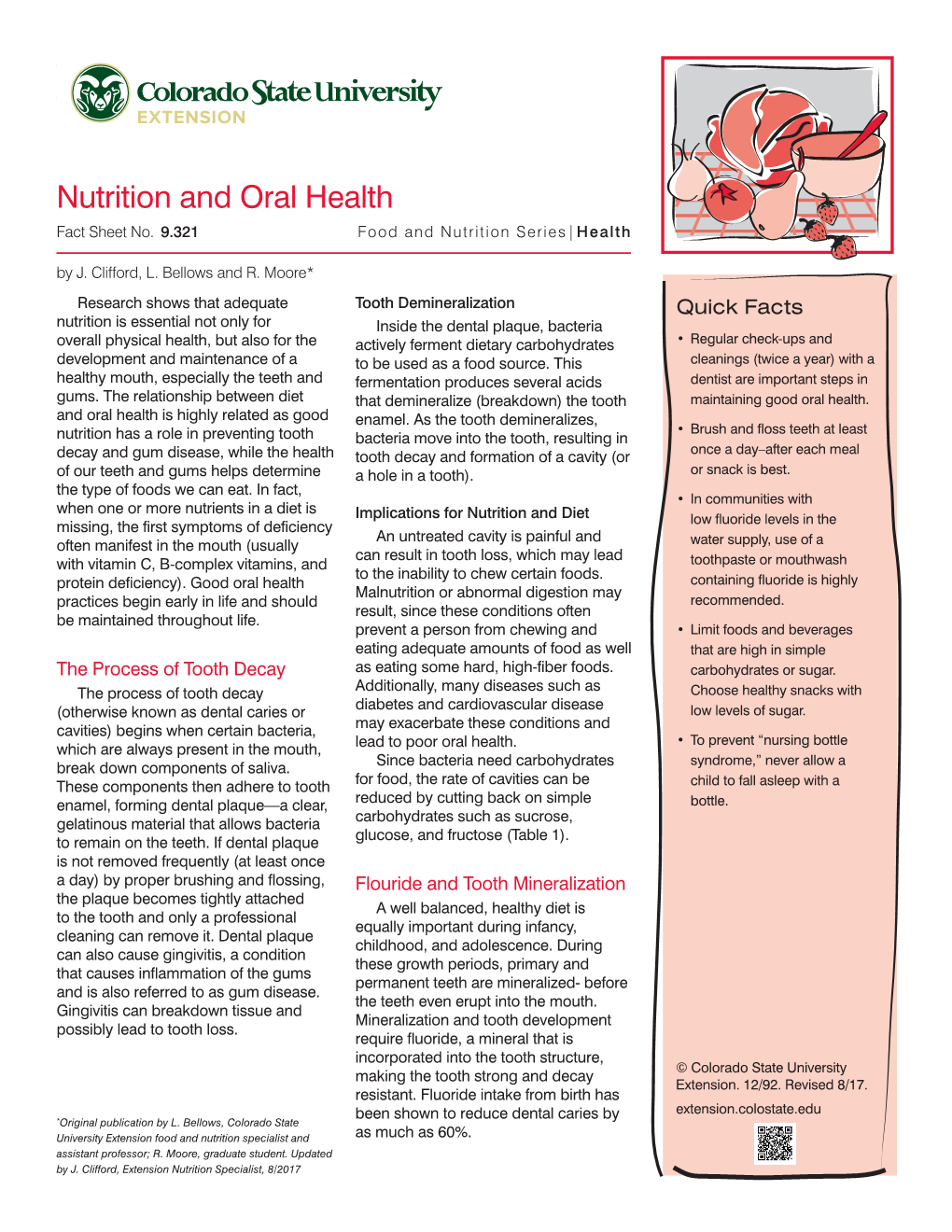 Nutrition and Oral Health Fact Sheet No